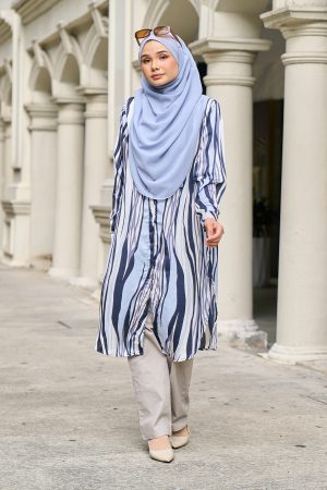 Blouse Nazuha Stripe - Wave Grey