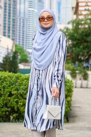 Blouse Nazuha Stripe - Wave Grey