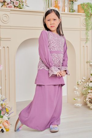 Baju Kurung Lace Arabella Kids – Grape Purple