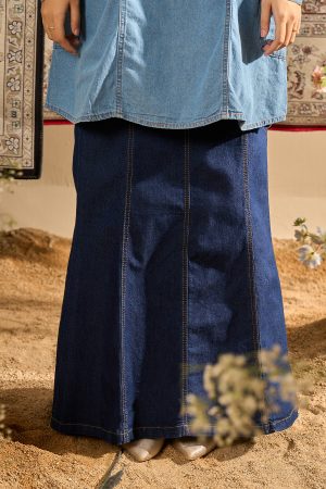Skirt Jeans Hessa Denim Flare - Garment Blue Denim