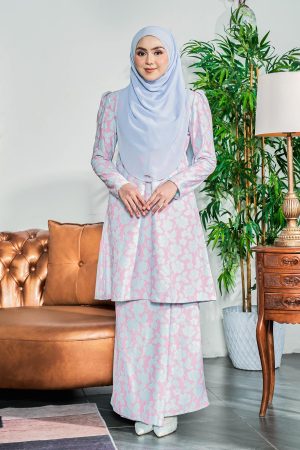 Baju Kurung Riau Lace Adiona - Pink Berry