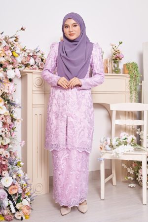 Baju Kurung Lace Ananda - Light Lavendar