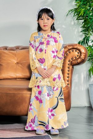 Baju Kurung Moden Sulam Piccadilly Kids - Rozanne Canary