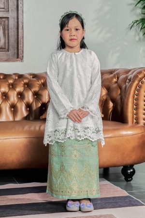 Baju Kurung Songket Lace Alexa Kids – Whity Mint