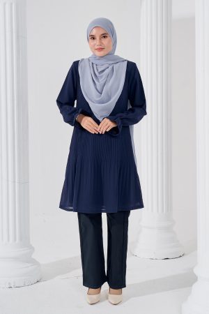 Blouse Pleated Heqira - Navy Blue