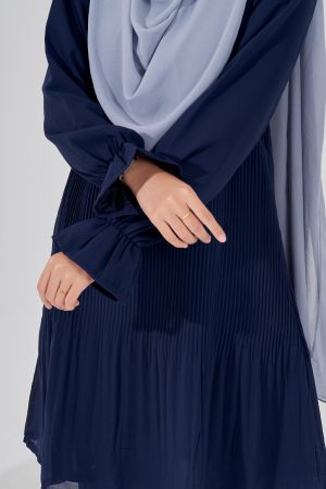Blouse Pleated Heqira - Navy Blue