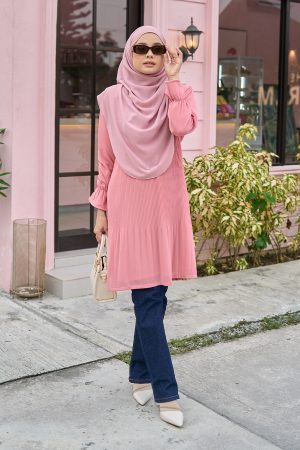 Blouse Pleated Heqira - Candy Pink