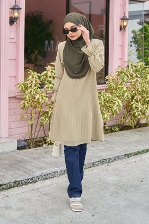 Blouse Pleated Heqira - Dried Moss
