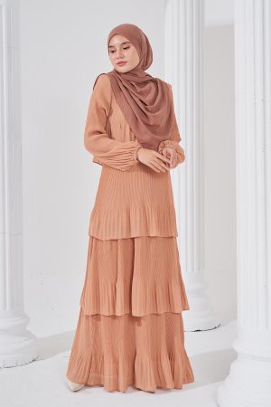 Dress Pleated Herisa - Sepia Brown