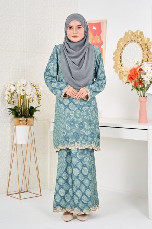 Baju Kurung Moden Batik Puteri Ledang Laluna X MCC - Teal Green