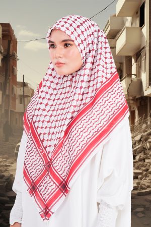 Tudung Bawal MCC Lifestyle x MyCare – I Stand With Palestine Red