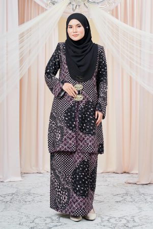 Baju Kurung Sulam Batik Adria - Brunette Black