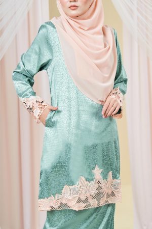 Baju Kurung Jacquard Sulam Airis - Jade Green