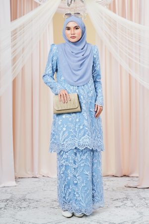 Baju Kurung Lace Ananda - Dusty Blue