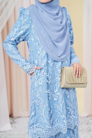 Baju Kurung Lace Ananda - Dusty Blue