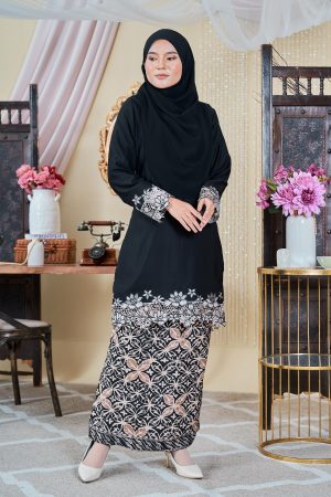 Baju Kurung Moden Batik Lace Sultanah 10.0 - Adlina Black