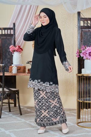 Baju Kurung Moden Batik Lace Sultanah 10.0 - Adlina Black