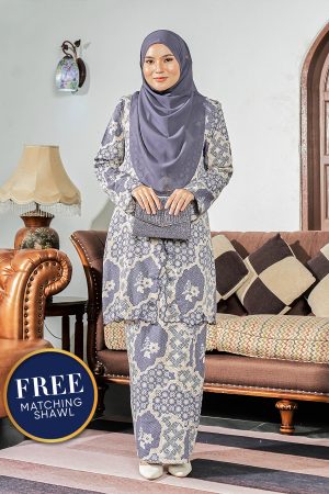 Baju Kebarung Sulam Batik Amara - Ash Grey