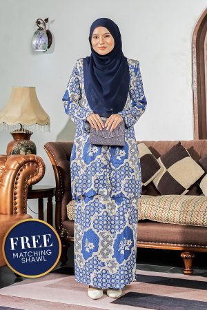 Baju Kebarung Sulam Batik Amara - Royal Azure
