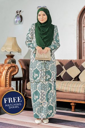 Baju Kebarung Sulam Batik Amara - Zamrud Green
