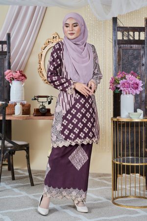 Baju Kurung Moden Sulam Batik Sultanah 9.0 - Embun Mulberry Purple