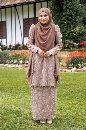 Baju Kurung Lace Ananda - Golden Brown