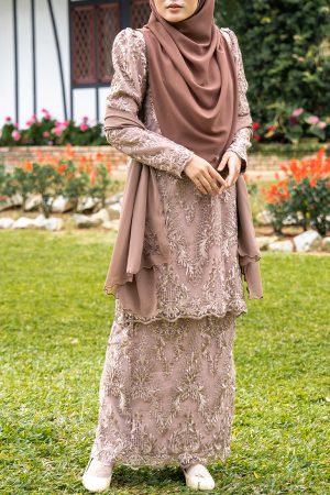 Baju Kurung Lace Ananda - Golden Brown