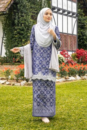 Baju Kurung Moden Lace Songket Ramadhani - Admiral Blue