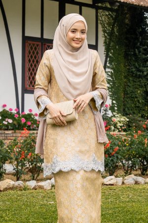 Baju Kurung Moden Lace Songket Ramadhani - Canary