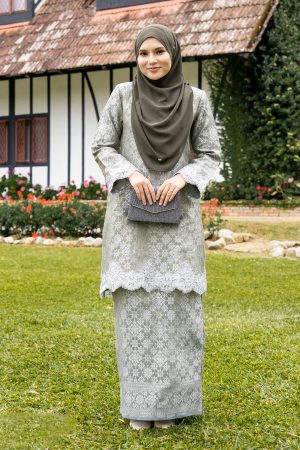 Baju Kurung Moden Lace Songket Ramadhani - Pickle Green