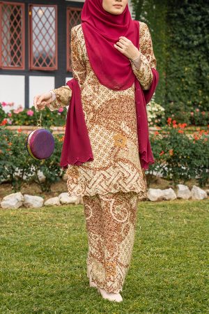 Baju Kurung Batik Ashalee - Hazelnut Brown