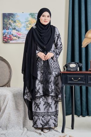 Baju Kebarung Lace Analia - Black Harbor