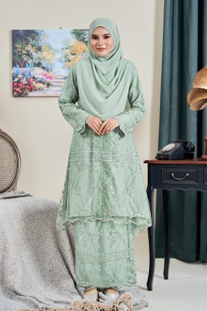 Baju Kebarung Lace Analia - Pistachio Green