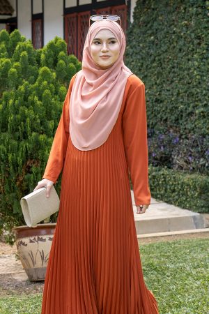 Dress Pleated Haifa - Brick Orange