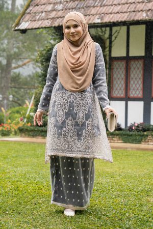 Baju Kurung Riau Lace Aura - Black Khaki