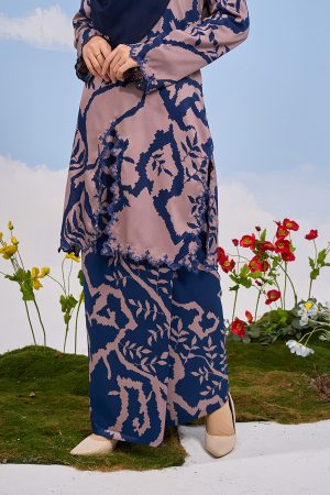 Baju Kurung Sulam Batik Alora - Blue Stone