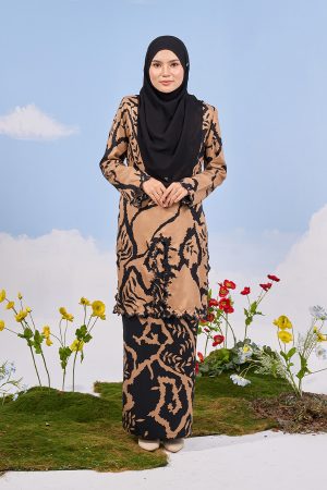 Baju Kurung Sulam Batik Alora - Cookie Brown