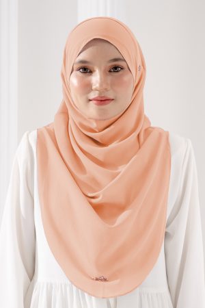 Tudung Sarung Instant Chiffon Lustia (L) - Light Apricot