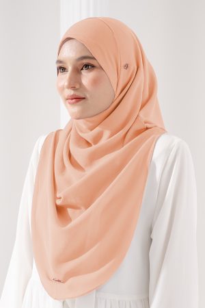 Tudung Sarung Instant Chiffon Lustia (L) - Light Apricot