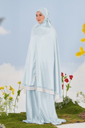 Telekung Satin Sofi Noureen x MCC Lifestyle – Baby Blue