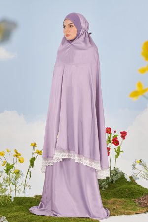 Telekung Satin Sofi Noureen x MCC Lifestyle – Lilac Purple