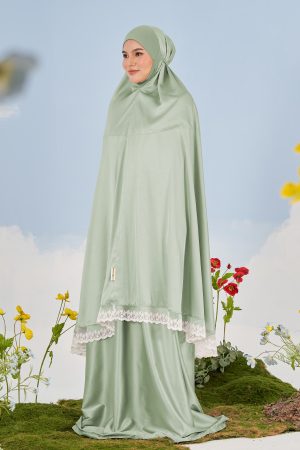 Telekung Satin Sofi Noureen x MCC Lifestyle – Sage Green