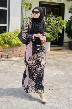 Baju Kurung Sulam Batik Ashalee - Graphite Black