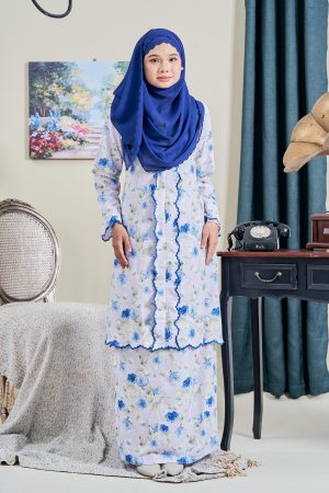 Baju Kebarung Sulam Adelisa - Lilac Blue