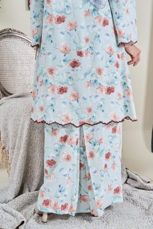 Baju Kebarung Sulam Adelisa - Mint Floral