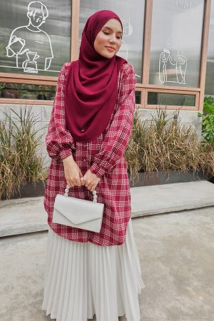 Blouse Nazuha - Maroon Plaid