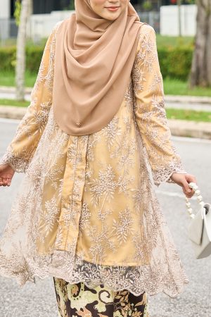 Baju Kebarung Lace Batik Akasia - Golden Champagne