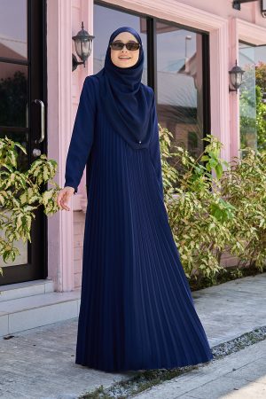 Dress Pleated Haifa - Navy Blue