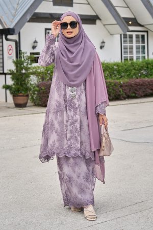Baju Kebarung Lace Ardina - Mauve Purple