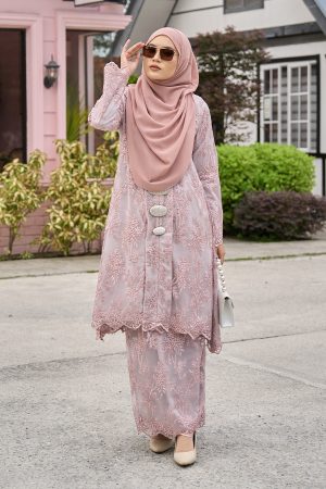 Baju Kebarung Lace Ardina - Rose Gray